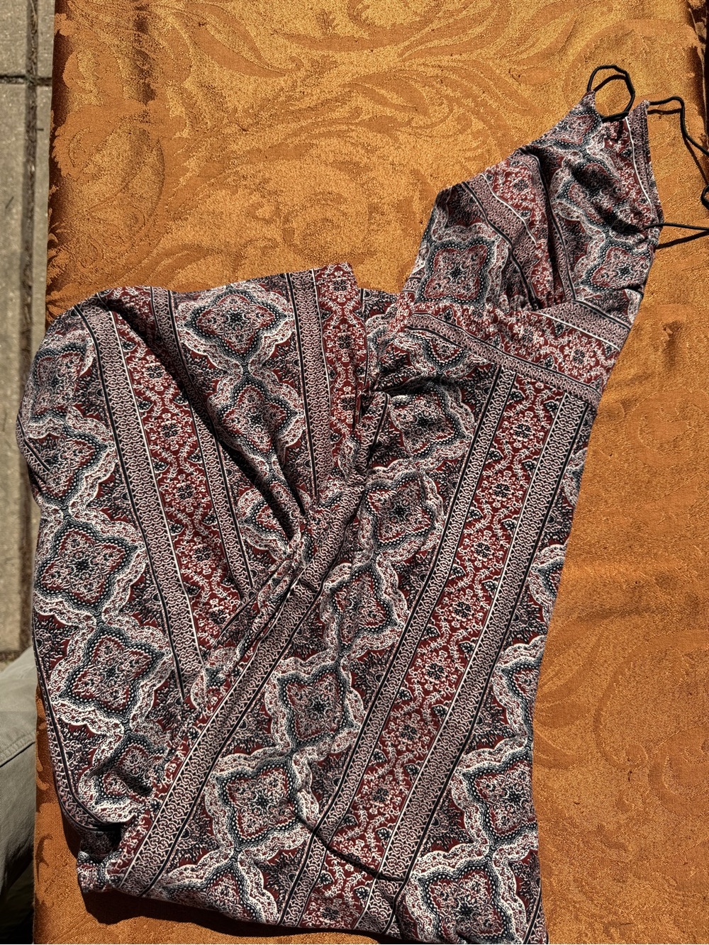 Polly & Esther Burgundy and Navy Paisley Slip Dress